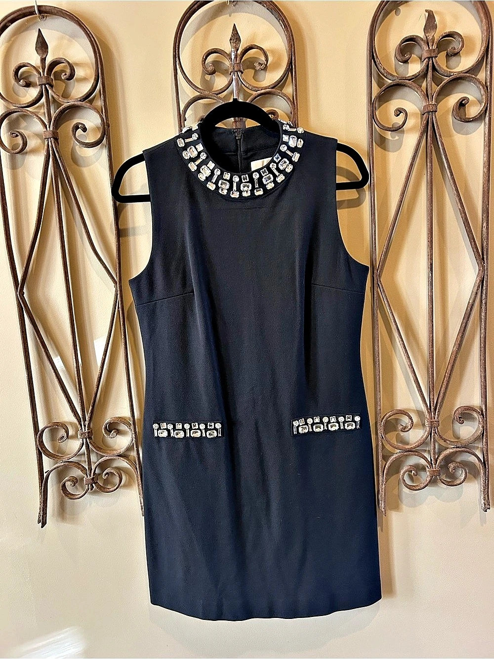 Michael Kors Embellished Black Mini Dress Size Medium Like New